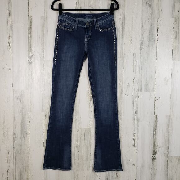 Rock & Republic "Kasandra" Dark Indigo Denim Embellished Bootcut Jeans Size 2 M - Picture 1 of 11